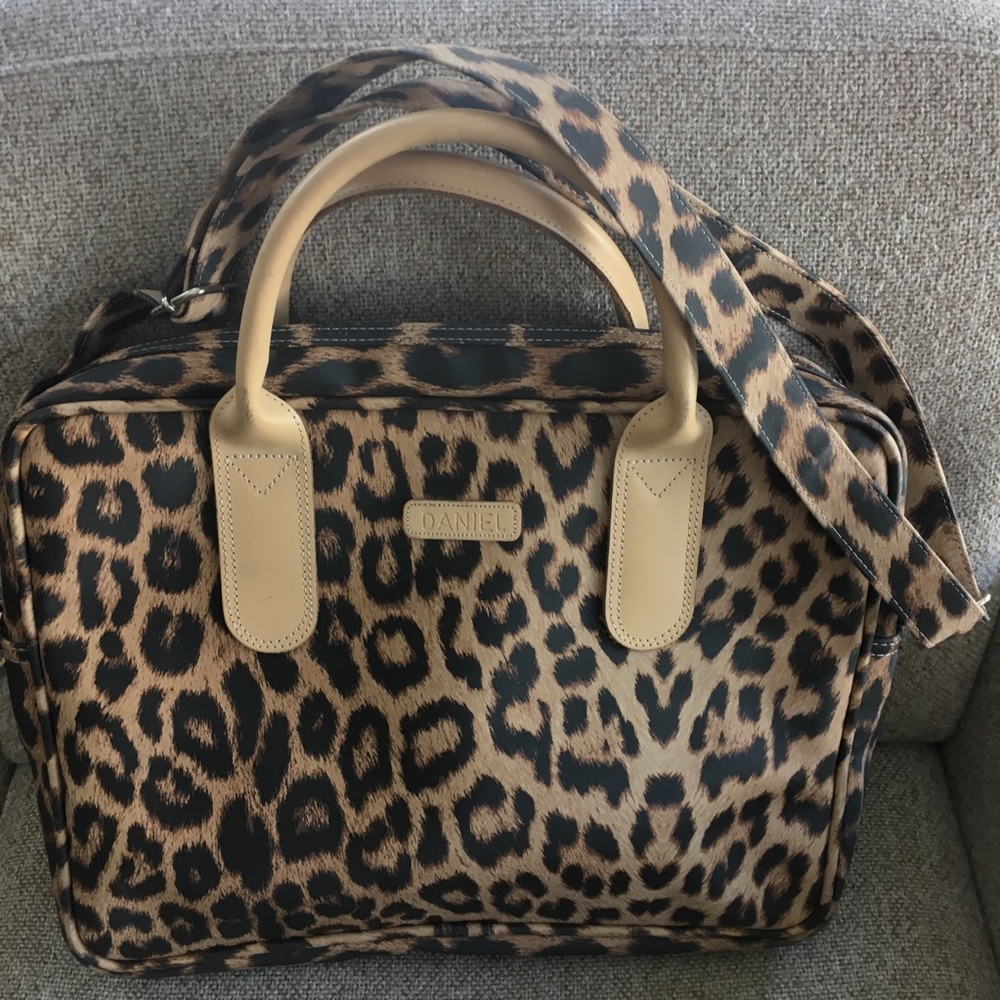 NWOT Daniel Leopard print & leather trim satchel